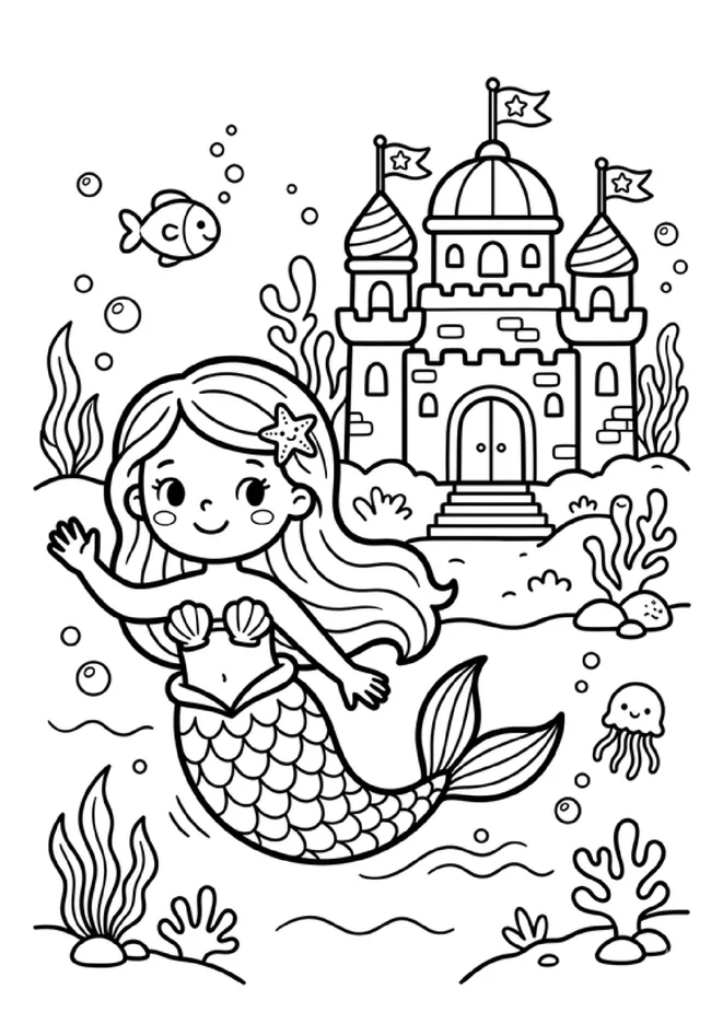 Desenhos de sereia para colorir para imprimir e colorir - imagem 8